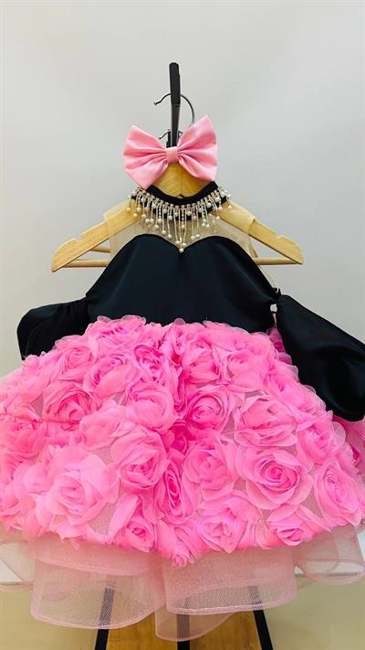 Fuşya Güllü Tasarım Abiye