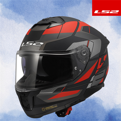 LS2 STREAM 2 ROAD MAT SİYAH-TITANIUM-KIRMIZI KASK