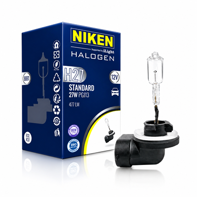 H27 NİKEN Halojen Ampul 27W 12V Sis Farı Ampulü (880 PG13 / 881 PGJ13)