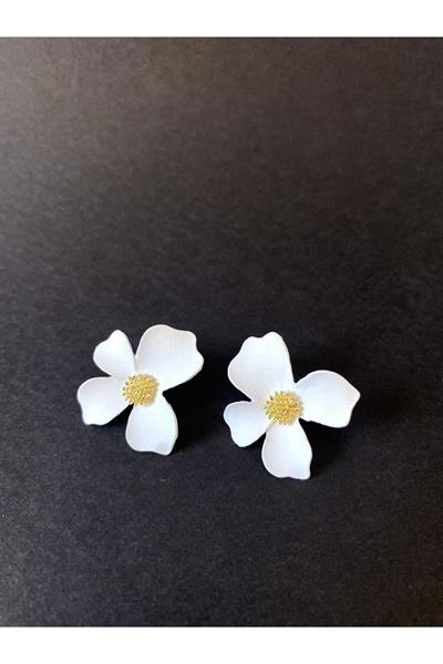 Mini Çiçek Küpe Beyaz 3 Cm
