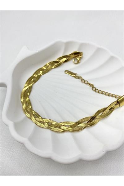 Üçlü Gold İtalyan Sarmal Çelik Bileklik
