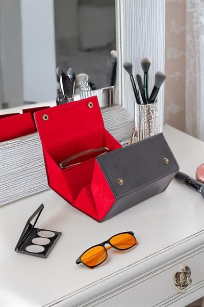 Bizzarini 5'li Katlanabilir Deri Gözlük Saklama ve Taşıma Kutusu