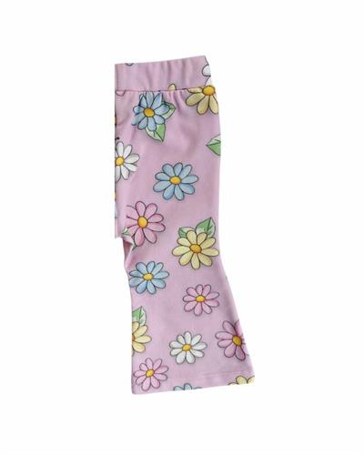 %100 Pamuk Papatya Desenli Pembe Kız Çocuk Pantolon