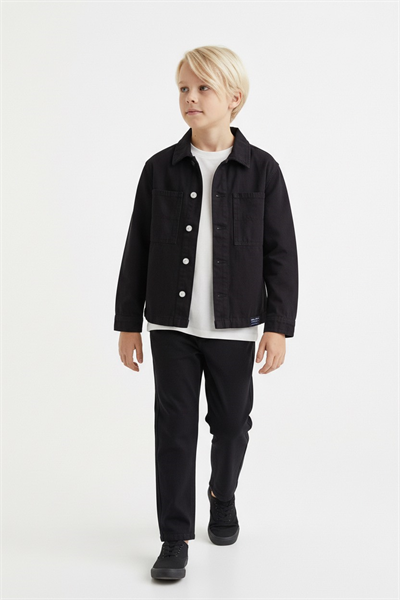 %100 Pamuk Siyah Erkek Çocuk Ceket Şık Rahat Kesim