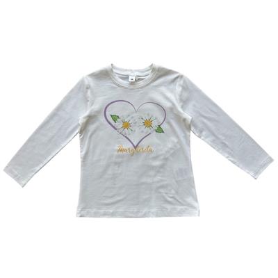Kız Çocuk Ekru İnce Uzun Kollu T-Shirt