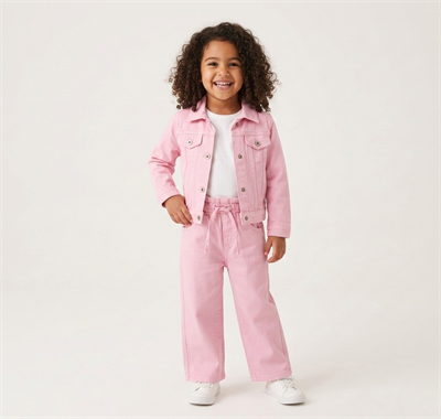 3–10 Yaş Pembe Marul Bel Model Lastikli Kız Çocuk Pantolonu