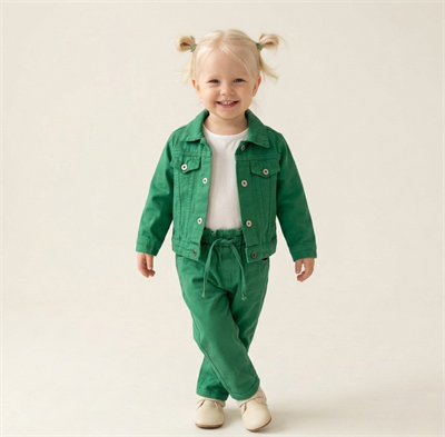 3–10 Yaş Yeşil Marul Bel Model Lastikli Kız Çocuk Pantolonu