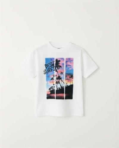 4–14 Yaş Erkek Çocuk Beyaz Sırt Baskılı T-Shirt