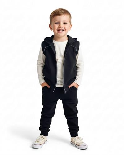 4–14 Yaş Erkek Çocuk Fileli Reflektör Çizgili Yelek Siyah