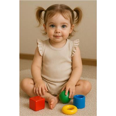 3 Ay–2 Yaş Yumuşak Modal Kumaş Vizon Fırfır Detaylı Bebek Tulum