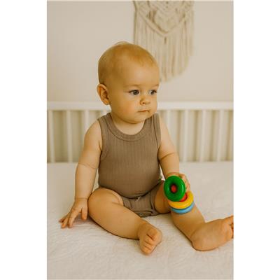 3 Ay–2 Yaş Yumuşak Modal Kumaş Kahverengi Atlet Bebek Tulum