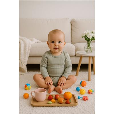 3 Ay–2 Yaş Yumuşak Modal Kumaş Açık Yeşil Uzun Kol Bebek Body