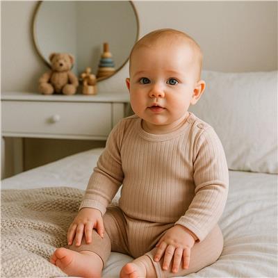 3 Ay–2 Yaş Yumuşak Modal Kumaş Vizon Uzun Kol Bebek Body