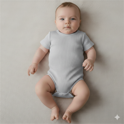 3 Ay–2 Yaş Yumuşak ve Rahat %100 Modal Açık Gri Bebek Yarım Kol