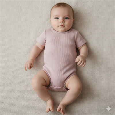 3 Ay–2 Yaş Yumuşak ve Rahat %100 Modal Lila Bebek Yarım Kol