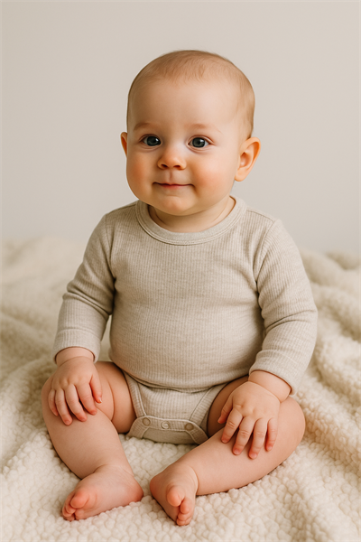 3 Ay–2 Yaş Yumuşak ve Rahat %100 Modal Bej Bebek Uzun Kol