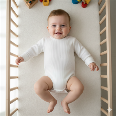 3 Ay–2 Yaş Yumuşak ve Rahat %100 Modal Beyaz Bebek Uzun Kol