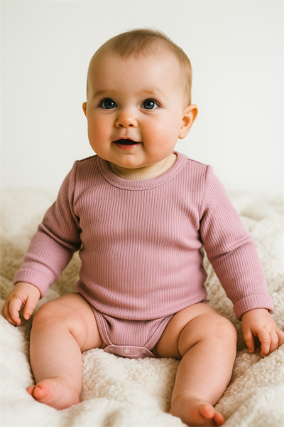 3 Ay–2 Yaş Yumuşak ve Rahat %100 Modal Lila Bebek Uzun Kol