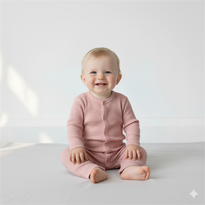 3 Ay–2 Yaş Yumuşak ve Rahat %100 Modal Somon Bebek Uzun Kol