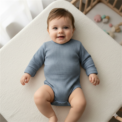 3 Ay–2 Yaş Yumuşak ve Rahat %100 Modal Mavi Bebek Uzun Kol