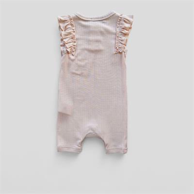 3 Ay–2 Yaş Yumuşak ve Rahat %100 Modal Pembe Fırfırlı Bebek Rompy