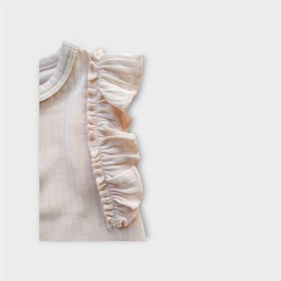 3 Ay–2 Yaş Yumuşak ve Rahat %100 Modal Pembe Fırfırlı Bebek Rompy