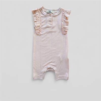 3 Ay–2 Yaş Yumuşak ve Rahat %100 Modal Pembe Fırfırlı Bebek Rompy