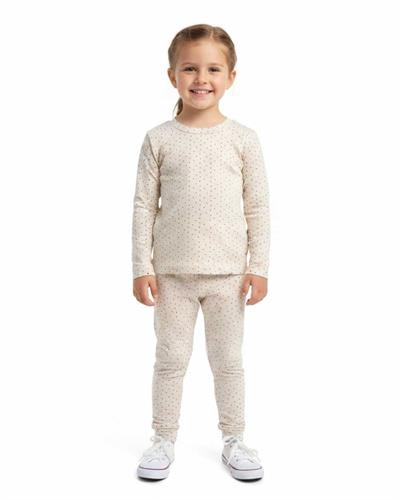 9 Ay–5 Yaş Kız Çocuk Puantiye Desenli Yumuşak Modal Kumaş Pijama Takımı