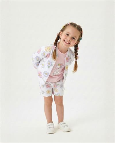 9 Ay -5 Yaş Pembe Lama Baskılı Uzun Kollu Kız Çocuk Tişört