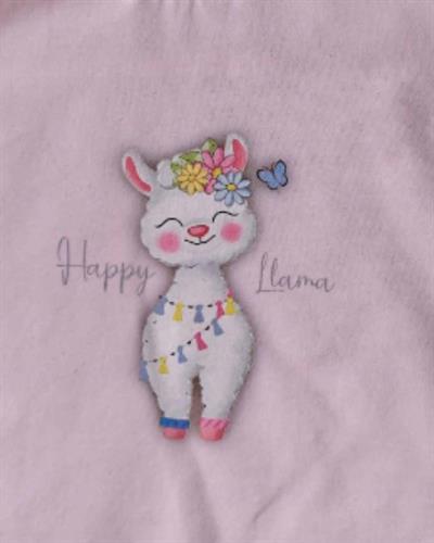 9 Ay -5 Yaş Pembe Lama Baskılı Uzun Kollu Kız Çocuk Tişört