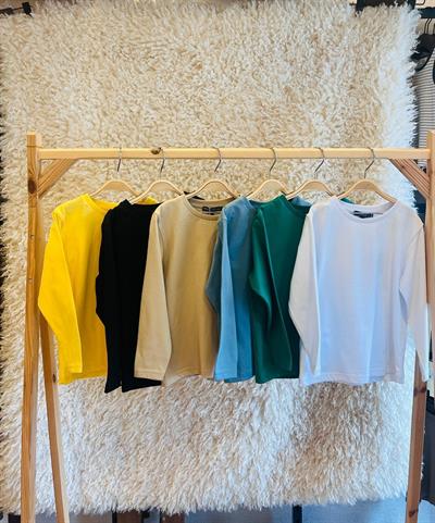 1–14 Yaş Sarı Basic Uzun Kollu T-Shirt