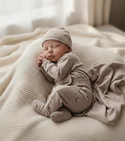 0-1 Yaş Kuzulu Desenli Bebek Modal Hastane Çıkış Seti