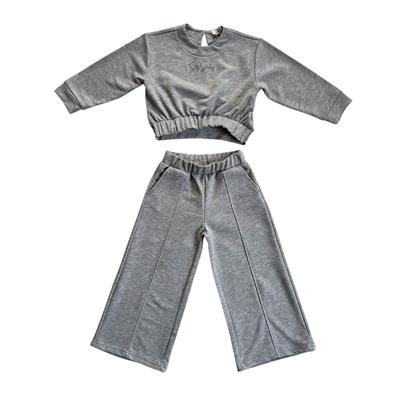 Rahat ve Günlük Model Kız Çocuk Gri Sweat Takım
