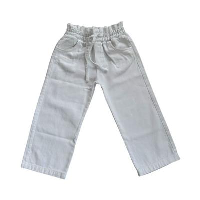 3–10 Yaş Beyaz Marul Bel Model Lastikli Kız Çocuk Pantolonu