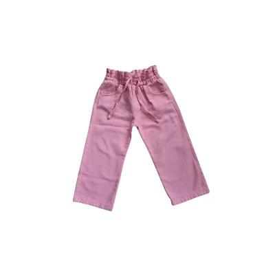 3–10 Yaş Pembe Marul Bel Model Lastikli Kız Çocuk Pantolonu