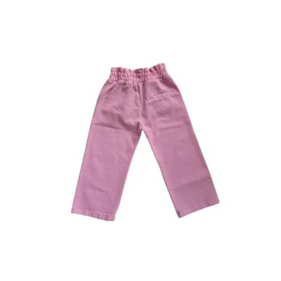 3–10 Yaş Pembe Marul Bel Model Lastikli Kız Çocuk Pantolonu