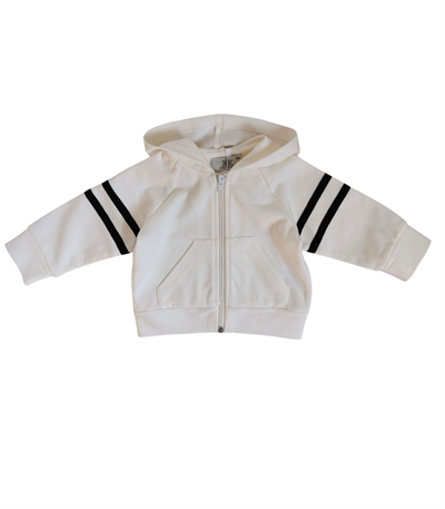 9 Ay–2 Yaş Bebek Siyah Şeritli Beyaz Eşofman Takımı