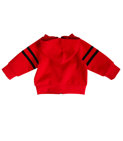 9 Ay–2 Yaş Bebek Siyah Şeritli Kırmızı Eşofman Takımı