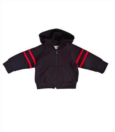 9 Ay–2 Yaş Bebek Kırmızı Şeritli Siyah Eşofman Takımı