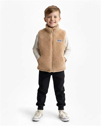 Sıcak Tutan Model 4–12 Yaş Erkek Çocuk Camel Peluş Yelek