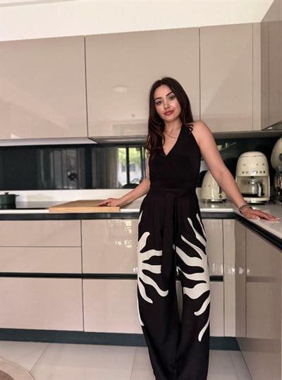 GÜNEŞ DESENLİ YÜKSEK BEL PANTOLON