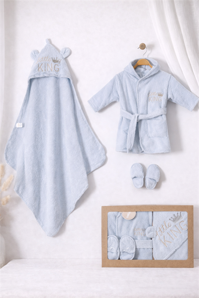King Nakışlı Bornoz Seti 
