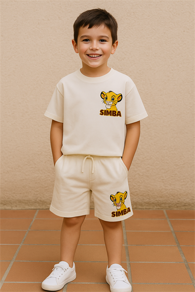 Simba Aslan Desenli Tshirt ve Şortlu Alt Üst Erkek Çocuk Takım