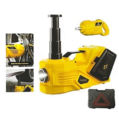 Auhma 5 Ton Kaldırma Kapasiteli 4 in 1 Kriko Bijon Anahtarı Hava Pompası Ve Led Işıklı Tamir Kiti