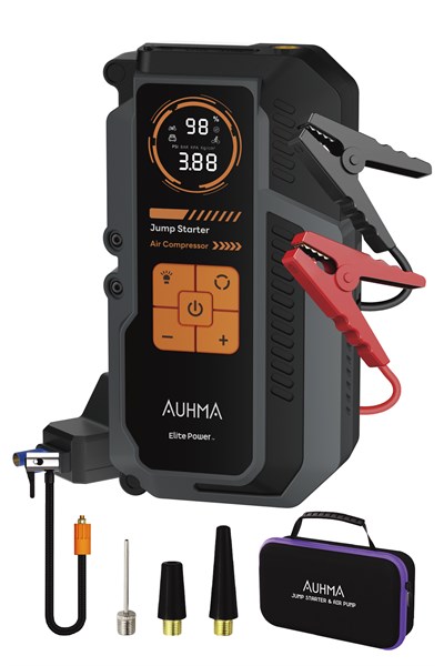 Auhma A9944 16.000 mAh Akü Takviye Cihazı Şarjlı Hava Kompresörü 150 PSI Lastik Şişirme Pompası Powerbank