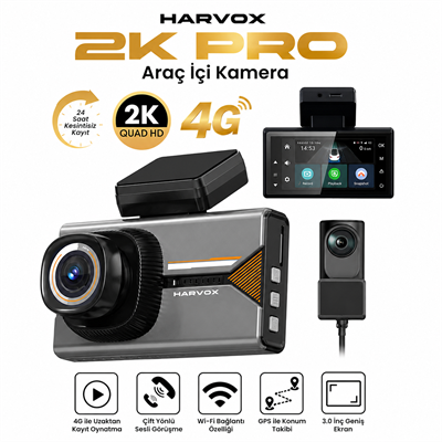 Bagajon , 2K PRO Araç İçi Kamera | Ön İç Arka Kamera WiFi GPS ADAS 24 Saat Park Modu Gece Görüşlü