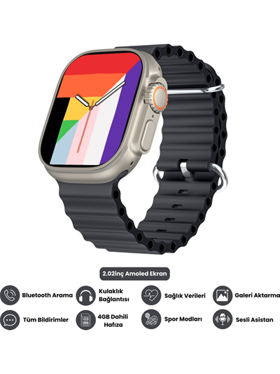 Harvox Hk 11 Ultra 3 Amoled Akıllı Saat Iphone ve Android Tüm Telefonlara Uyumlu 49 mm Gümüş