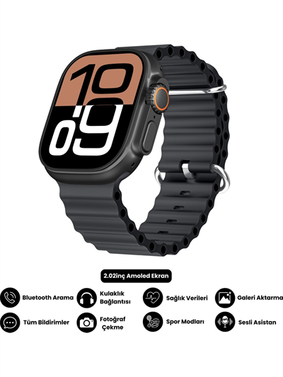 Harvox Hk 11 Ultra 3 Amoled Akıllı Saat Iphone ve Android Tüm Telefonlara Uyumlu 49 mm Siyah