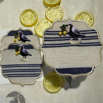Kandıralı Limon Kuşu Bardak Altlığı 2’li Takım