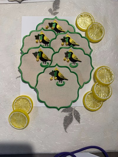 Limon Kuşu Bardak Altlığı 6’lı Takım